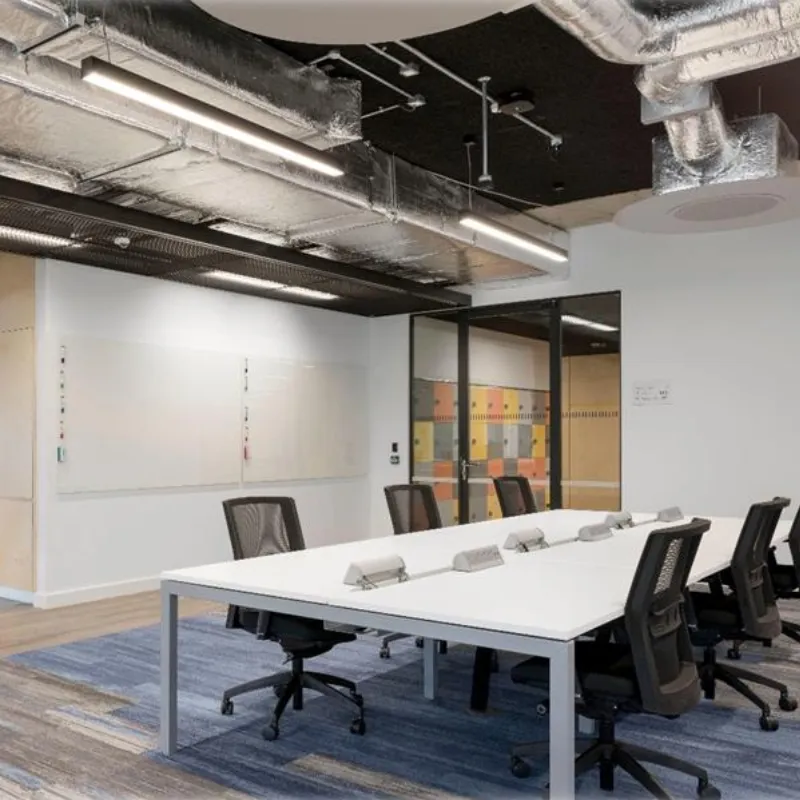 Air distribution equipment above a meeting table at Accenture Building, Cherrywood